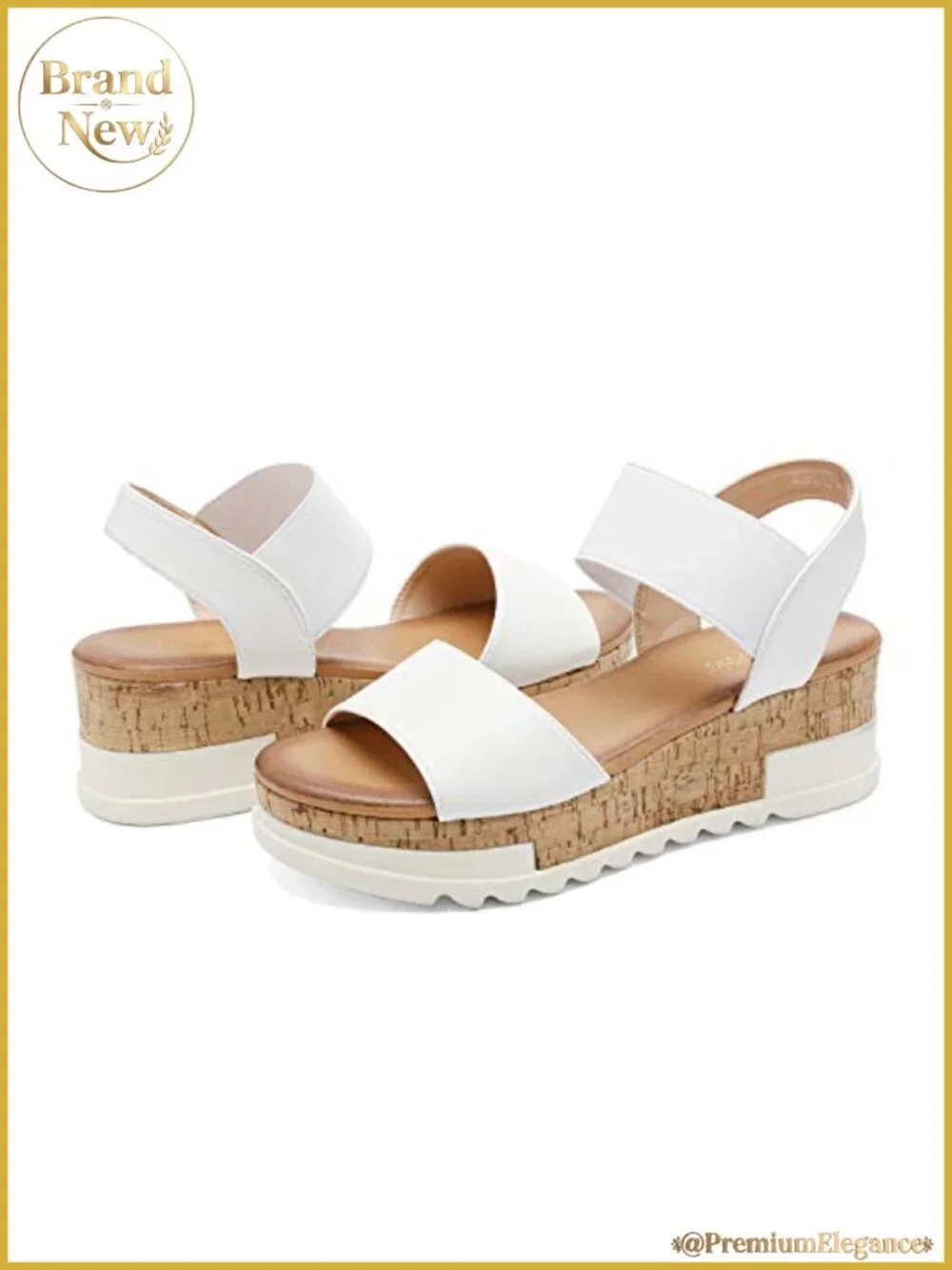 Women's Open Toe Flatform Platform Wedge Sandal with Faux Leather Cushioned